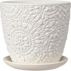 Горшок ООО КОМПОЗИТ Камешки белый бутон №3. КБ-Б3-222-03 