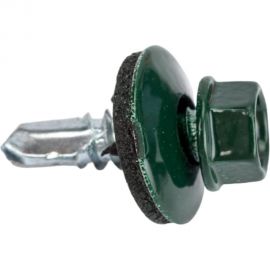 Кровельные саморезы с буром Стройбат 5,5x19 темно зеленый 250 шт 270010 