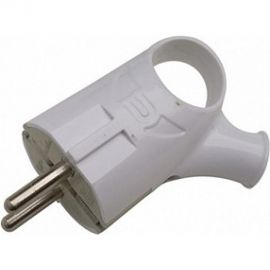 Разборная вилка General Lighting Systems GRV-P-16-СE-G-W-IP20 16А угловая, с ушком, с заземлением, белая IP20 470512 