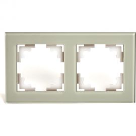 Горизонтальная 2-местная рамка STEKKER GFR00-7002-07, серия Катрин, дымчатый 49033 