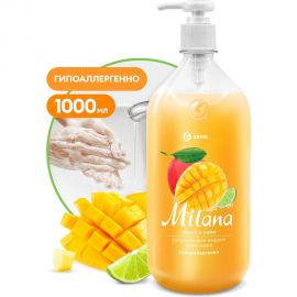 Жидкое увлажняющее крем-мыло Grass Milana манго и лайм, флакон, 1000 мл 125418 