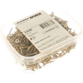 Шуруп Качественный КРЕПЕЖ желтый цинк 3.0x20 600 шт 0300423 КЧ 