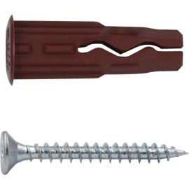 Универсальный нейлоновый дюбель ЕВРОПАРТНЕР коричн., multi pro, 5x20 мм, шуруп multi, пот. голова, tx15, zn, 3,5x25 мм + бита tx, 45 шт. RB3 0128 