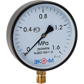 Манометр ЭКО-М Экомера МД02-160 мм 0..1,6 МПа G1\2 МД02-160-G-1,6МПа 