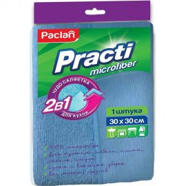 Салфетка 2 в 1 из микрофибры для кухни Paclan 30х30см голубая 42087481 