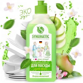 Средство для мытья посуды SYNERGETIC 500 мл, Яблоко, антибактериальное, дозатор 605559 103052 