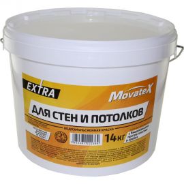 Водоэмульсионная краска Movatex EXTRA для стен и потолков, 14 кг Т11874 