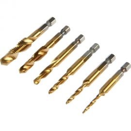 Набор сверл-метчиков ТУНДРА, TiN, шестигранный хвостовик, М3-М10, 65-72 мм, 6 шт. 7139567 