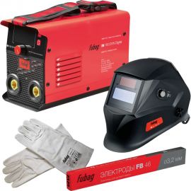 Сварочный инвертор FUBAG с цифровым управлением и синергетикой IN 160 syn digital (200а) + набор из 3 предметов: маска+краги сварщика+электроды 41392_vset 