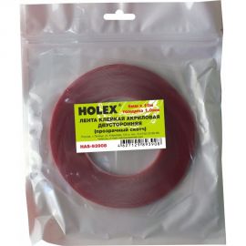 Акриловая двусторонняя клейкая лента Holex 6 мм х 10 м, 1 мм, прозрачная, блистер HAS-93908 