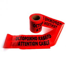 Сигнальная лента STEKKER Осторожно кабель, 150 мм, 100 м, 90 mic, красный INTP10-150-100, 39916 