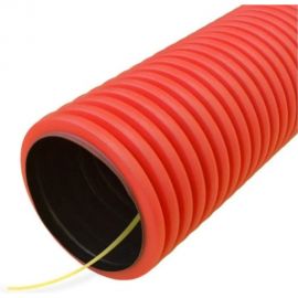 Гофрированная двустенная труба Промрукав ПНД гибкая тип 450 SN12 с/з красная д90 20м PR15.0239 