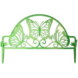 Садовое ограждение ПОЛИМЕРСАД Забор декоративный №11 Бабочка, зелёное, 4 шт. ПС-ЗД11-зел 