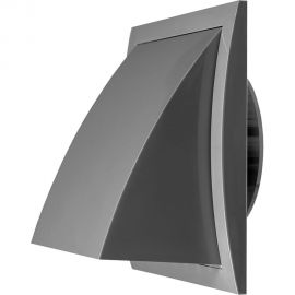 Выход стенной вытяжной с обратным клапаном (175x175 мм; с фланцем 100 мм) Эвент 175К100ФВ, серый 