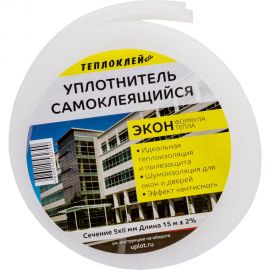 Самоклеящийся уплотнитель ЛЕТО ""Экон"" пенополиэтилен, 5x8 мм, 15 м 21508 