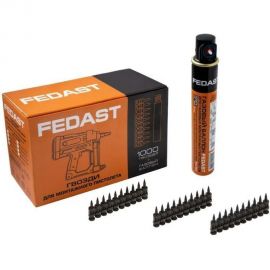 Кованые гвозди с ребрами жесткости Fedast 2.7х25 мм, Bullet Point, 1000 шт. + газовый баллон FD2725RBPFC 