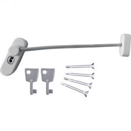 Блокирующий замок для ПВХ окон с тросиком и ключом DORF 2 ключа, белый SL-04_White 