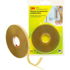 Клейкая двусторонняя лента с высокой адгезией 3М прозрачная, 6 мм х 15 м 93020 4687202916153 
