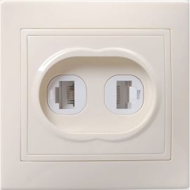Компьютерная и телефонная 2местная розетка IEK КВАРТА кремовый EIK10-K33-DM 