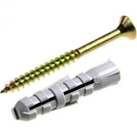 Саморез Невский Крепеж ШУж 6,0x60 потайная головка + дюбель нейлон 10x50, 5 шт. 812946 