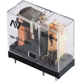 Промежуточное реле EKF slim, 25/1, 10A, 24В, DC, AVERES rps-25-1-24DC 