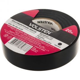 Изолента Volsten V02-7B-18х19-20 0,18х19 мм, черная, 20 метров 9789 