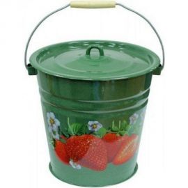 Эмалированное ведро с крышкой СТАЛЬЭМАЛЬ Клубника садовая 12 л, изумрудное ХТ510 