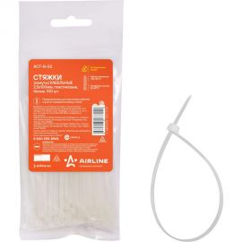 Кабельные стяжки Airline хомуты 2,5 х 100 мм, пластиковые, белые, 100 шт. ACT-N-02 