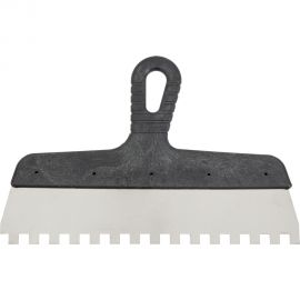 Зубчатый шпатель КЭС 10x10 мм, нержавеющая сталь, пластиковая рукоятка, 200 мм 10000054 