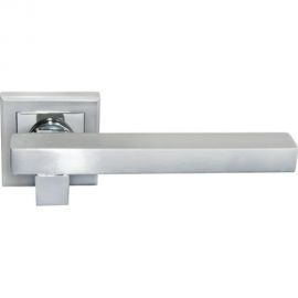 Дверная ручка MORELLI MH-16 SC/CP-S, ""Central"", на квадратной накладке, матовый хром/хром 9010552 