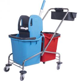 Уборочная тележка BRABIX 2 съемных ведра по 25 л, механический отжим, корзина 607903 