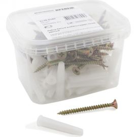 Набор белый дюбель Качественный КРЕПЕЖ 8х45+ш.ж 5х60, 50 шт. 0500993 КЧ 