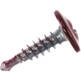 Прессшайба Качественный КРЕПЕЖ 4.2х16 мм, красное вино RAL 3005, сверло, 250 шт 0300235 КЧ 