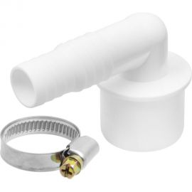 Угловой штуцер с хомутом для сливного шланга стиральных машин MasterProf d40 - 19/22 мм ИС.110668 