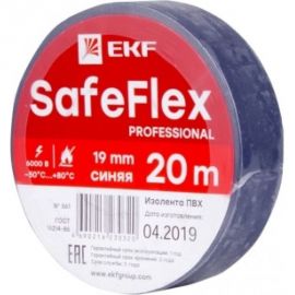 Изолента ПВХ EKF синяя 19мм, 20м, серии SafeFlex 10 шт. plc-iz-sf-s 