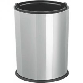 Урна PRIMANOVA 12 л, из нержавеющей стали, круглая, внутренний пластиковый контейнер, H=33.5 см, D=24.5 см D-20582 