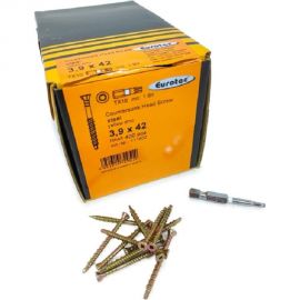 Саморезы Eurotec Countersunk Head Screw 3.9x42 TX10, потайной, сверло, 400 шт. + бита 111902 
