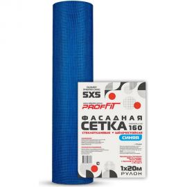 Стеклотканевая сетка PROFFIT 160 (синяя; ячейка 5х5 мм; 1х20 м) 00000564 