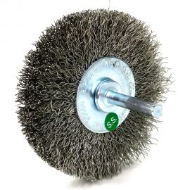 Щетка для дрели дисковая 80x19 мм, с хв-м 6 мм, гофрированная нержавеющая сталь 0.30 мм 13-185 EuroBrush EB-D80SS1 