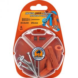 Дюбель ЕВРОПАРТНЕР MULTI plug 10x40 + шуруп MULTI универсальный, пот. головка, неполная резьба, ZN RB2 0142 