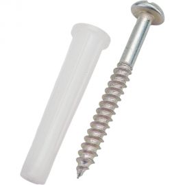 Набор VIPкрепеж белый дюбель 8х45 + шуруп 5х50 п/гол. оцинк. 30/30 шт 31504 VIP 