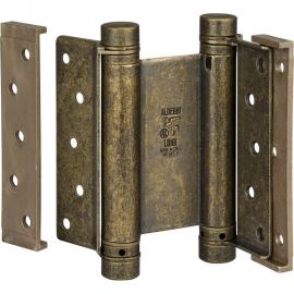 Барная пружинная петля двойного действия ALDEGHI LUIGI SPA 148х50х42 мм, цвет: античная латунь, к-т: 2 шт + ключ с декоративными шурупами 101OA150B 