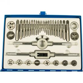 Набор плашек и метчиков из 36 предметов (М3-М16, металлический кейс) Техносталь t207036 