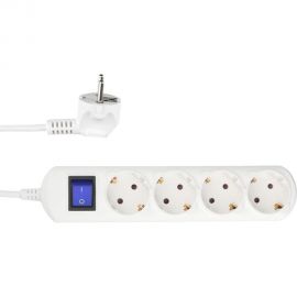 Бытовой удлинитель Power Cube 4р с/з выкл., 3500 вт, 16 а, 5 м 3x1,50 белый PC-5B-5M 