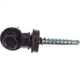 Саморезы для крепления кровельных материалов к деревянной обрешетке Зубр цвет RAL 8017 (шокол.-коричн.), оцинк., 4,8x29 мм, 2500 шт 4-300310-48-029-8017 