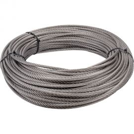 Нержавеющий трос KREPFIELD 6 мм, сталь А2, плетение 7x7, средней мягкости, 50 м 8379А2ТРОС6ММ-50 