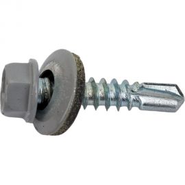 Кровельный саморез STARFIX 5,5x25 мм, цинк, шайба с прокладкой, PT3, RAL 7004, 250 шт. SMC3-64493-250 