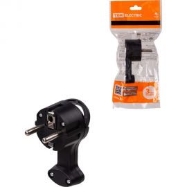 вилка круглая плоская с кольцом черная 16а 250в TDM SQ1806-0196 