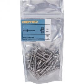 Вытяжная нержавеющая заклепка со стандартным бортиком KREPFIELD 5x8 мм, ART 9052, А2, 50 шт. 9052ЗАКЛЕПКА5Х8А2-50 