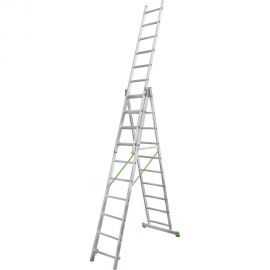 Алюминиевая трехсекционная лестница Новая Высота 3х10 ступеней 2230310 